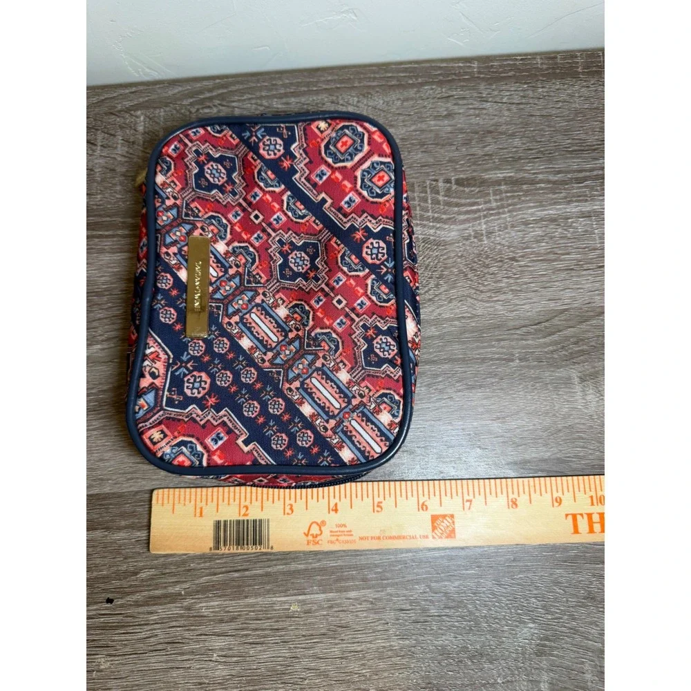 Tartan + Twine Bag Kilim Geometric Pattern Navy Red Gold Small